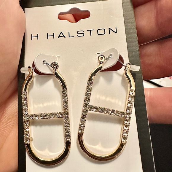 Halston earrings. With crystal on backside proves authenticity. Nwt - Picture 3 of 5